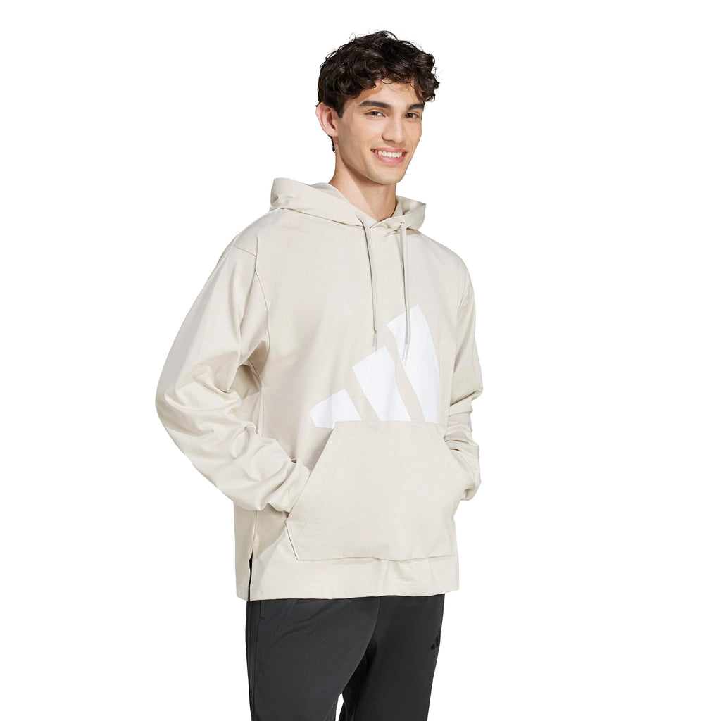 adidas Men's Essentials Big Logo Single Jersey Hoodie, Wonder Alumina/White, Large