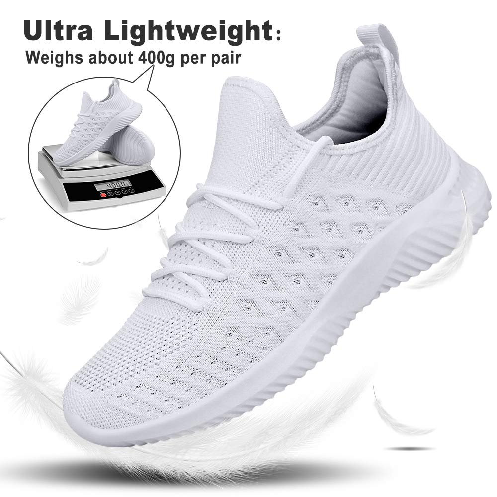 Feethit Mens Slip On Walking Shoes Lightweight Breathable Non Slip Running Shoes Comfortable Fashion Sneakers for Men White Size 12