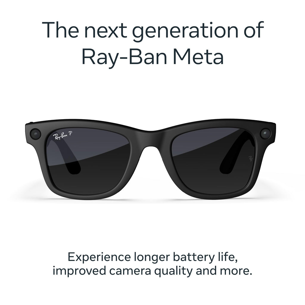 Ray-Ban Meta (Gen 2), Wayfarer, Matte Black | Smart AI Glasses for Men, Women — 2X Battery Life — 3K HD Resolution — 12 MP Ultra-Wide Camera, Audio, Video — Polarized Gradient Graphite Lenses