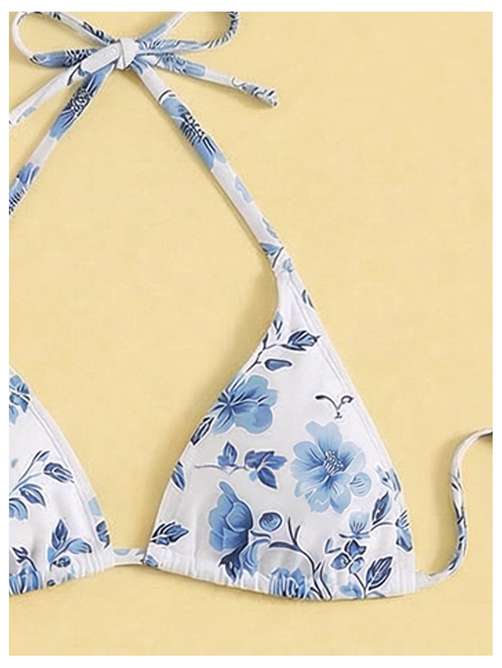 SHENHE Women's 3 Piece Polka Dots Floral Bikini Set with Wrap Coverup Halter Triangle Swimsuits Blue W Large