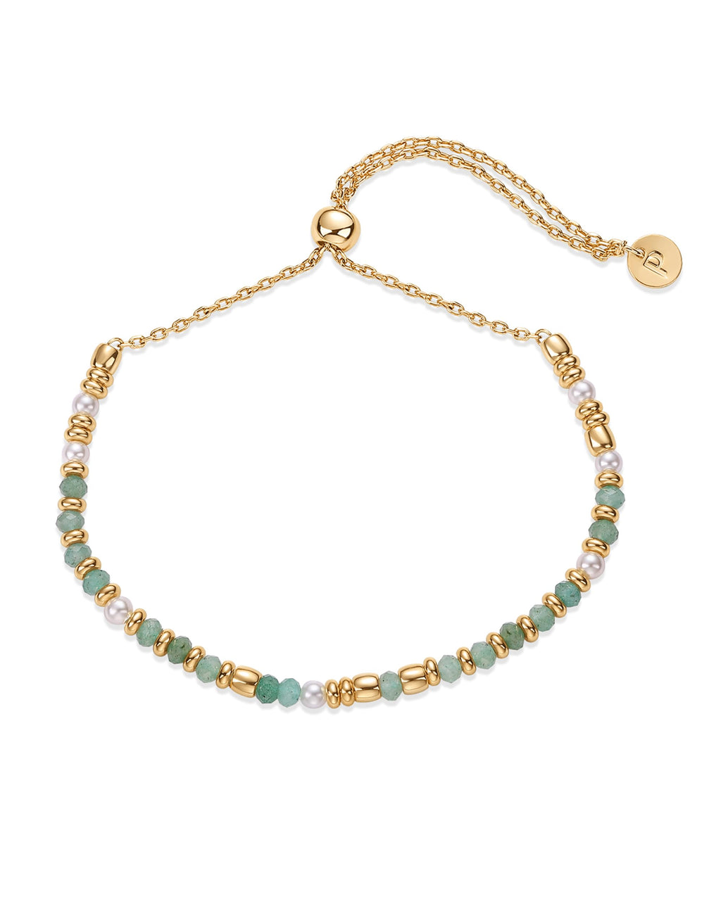 PAVOI 14K Yellow Gold Plated Gemstone Beaded Bracelets for Women - Adjustable Slider Dainty Gemstones and Pearl Bracelet - Boho Festival Freshwater Pearls, Amazonite Beads - Gold Jewelry Gifts