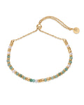 PAVOI 14K Yellow Gold Plated Gemstone Beaded Bracelets for Women - Adjustable Slider Dainty Gemstones and Pearl Bracelet - Boho Festival Freshwater Pearls, Amazonite Beads - Gold Jewelry Gifts