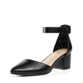 DREAM PAIRS ANNEE Pointed Toe Low Chunky Heels Pump Shoes,Size 8.5,Black/Pu,ANNEE