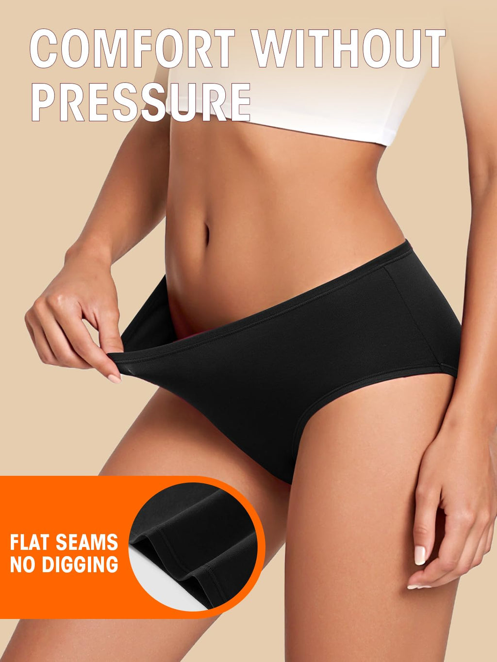 PNQUNZ Cotton Hipster Panties Women: 6-Pack Soft Full Coverage Mid Rise Underwear for Everyday Comfort