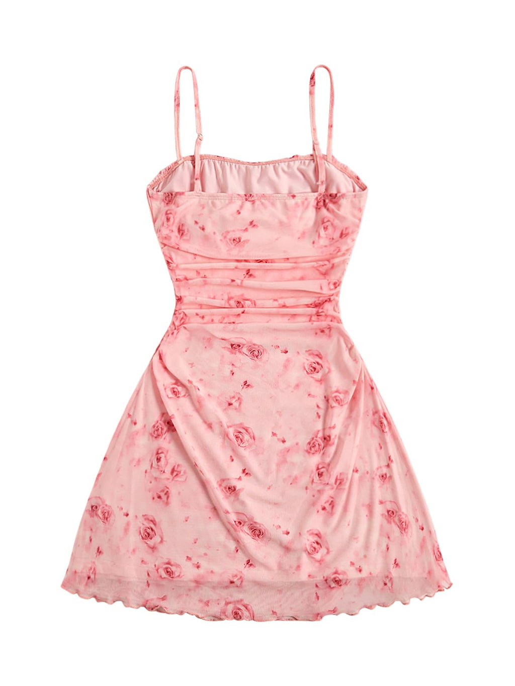 Verdusa Women's Floral Ruched Summer Cami Dress Flowy A Line Wedding Guest Mini Dresses Light Pink Small