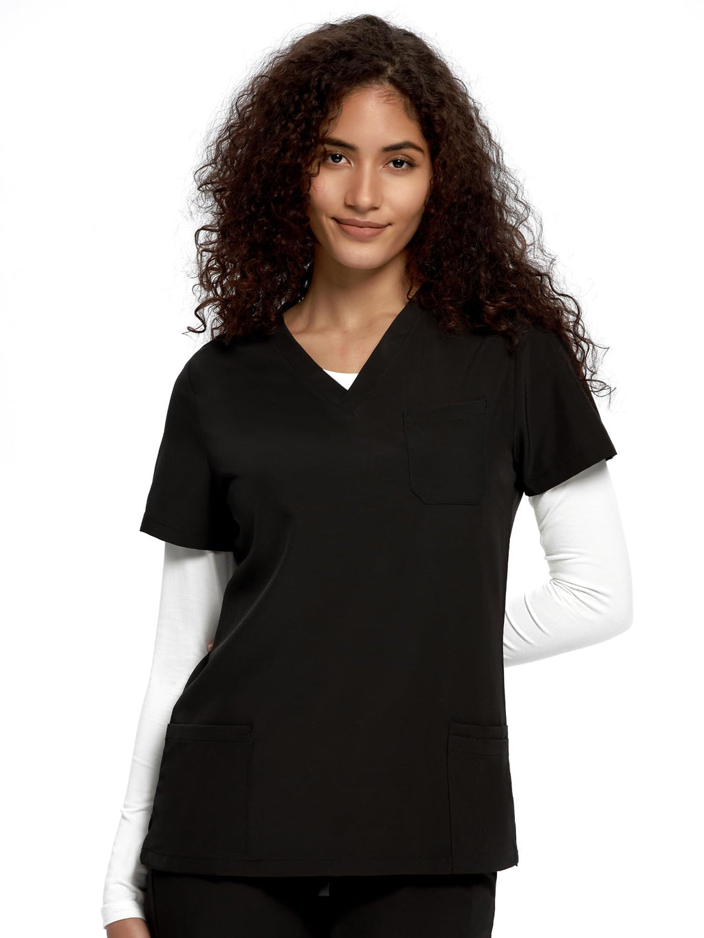 COZYFIT Underscrub Long Sleeve Women - Scrubs Undershirts for Nurse with Soft Fabric, Crew Neck Tee, White, L