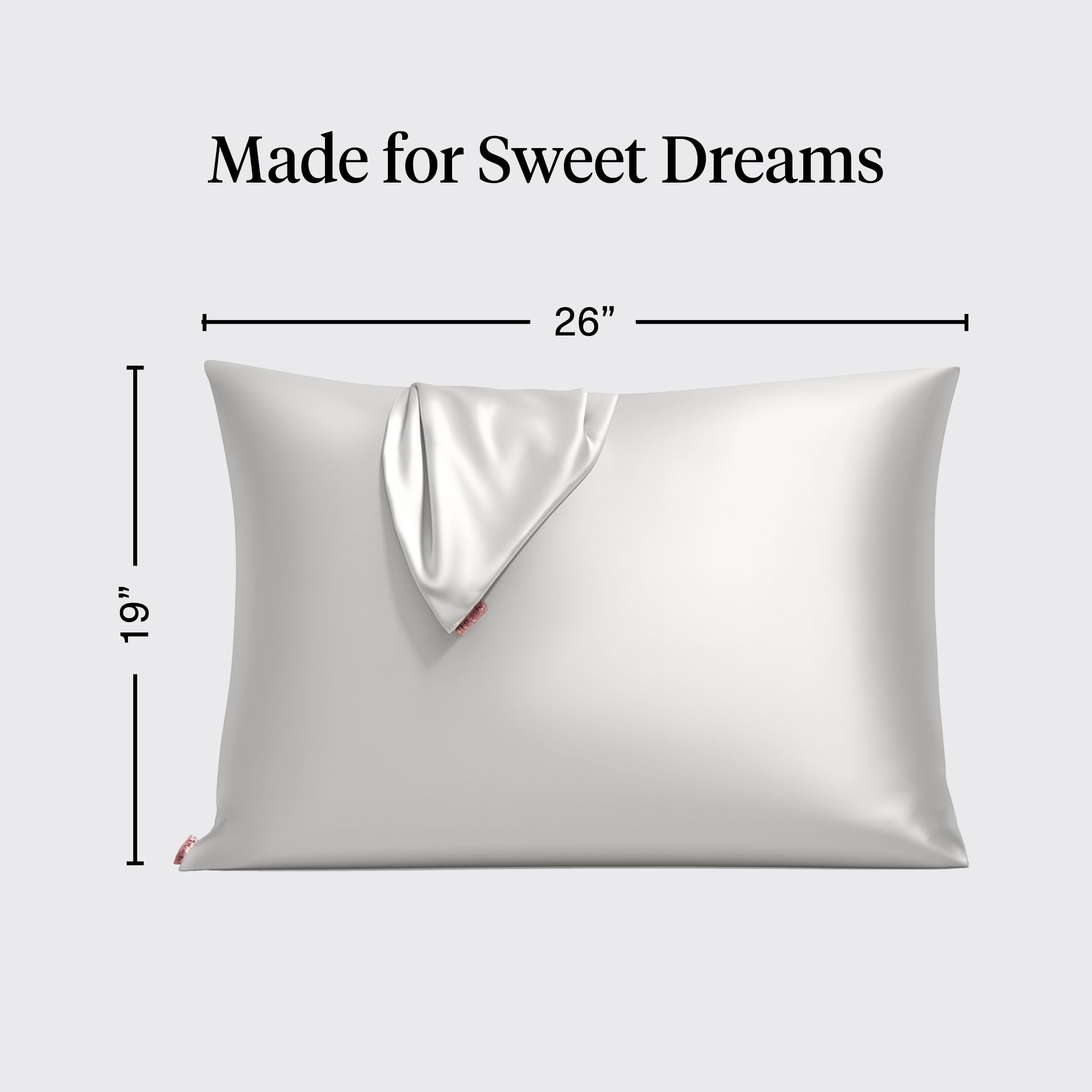 Kitsch Satin Pillowcase with Zipper for Hair & Skin, Softer Than Silk Pillow Cases Queen, Smooth Pillow Covers, Machine Washable, Wrinkle-Free, Cooling Satin Pillow Cases Standard Size 19"x26", Silver