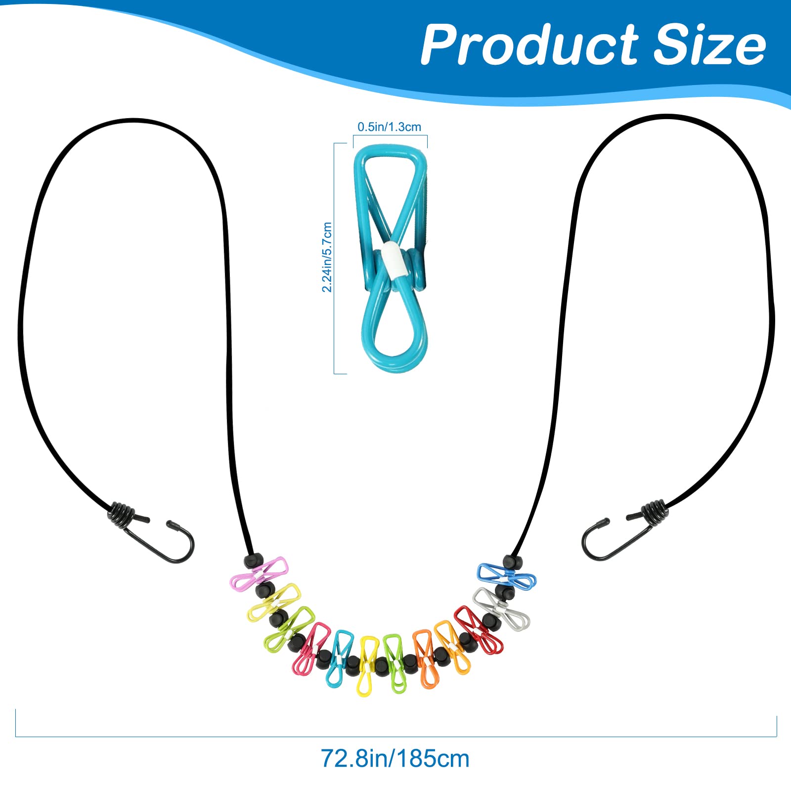 Retractable Portable Clothesline for Travel, Clothing line with 12 Clothes Clips, for Indoor Laundry Drying line, Outdoor Camping Accessories