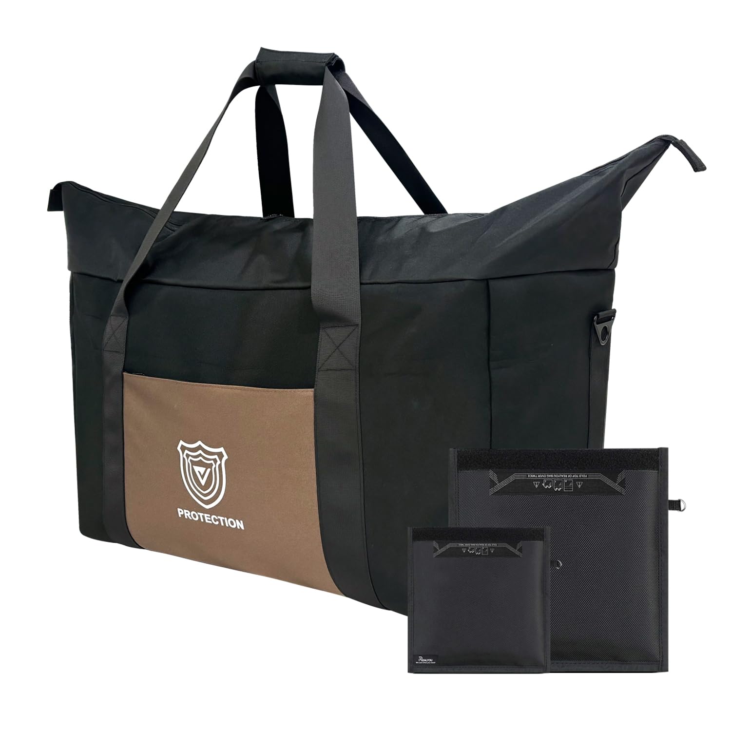 Faraday Duffel Bag - Large EMF Bag EMP Protection, RF Shielding & Signal Blocking for Data Privacy, Anti-Tracking Executive Security Faraday Duffle Bag for Electronics with 2 Detachable Faraday bags