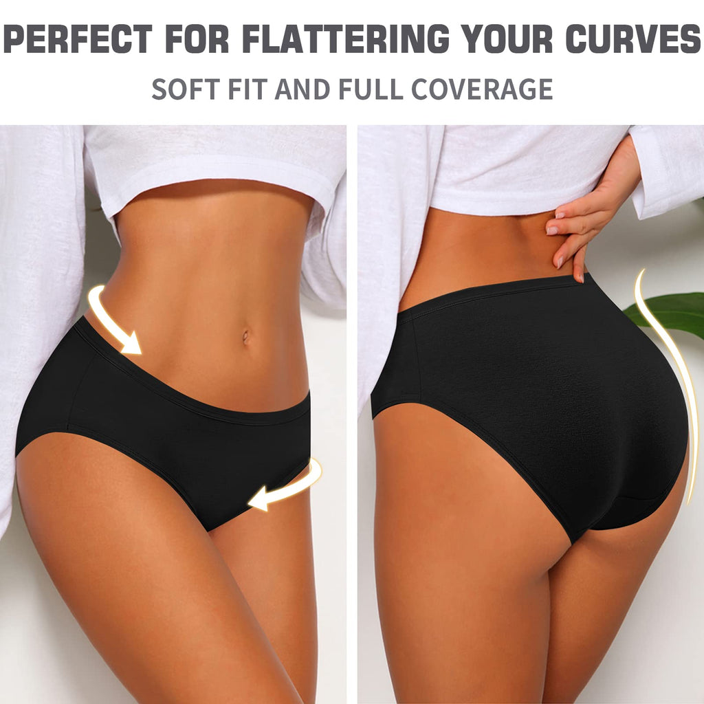 CULAYII Bikini Underwear for Women Seamless Womens Underwear Low Waist Cotton Panties for Women Hi-Cut Underwear Woman Packs(size L)