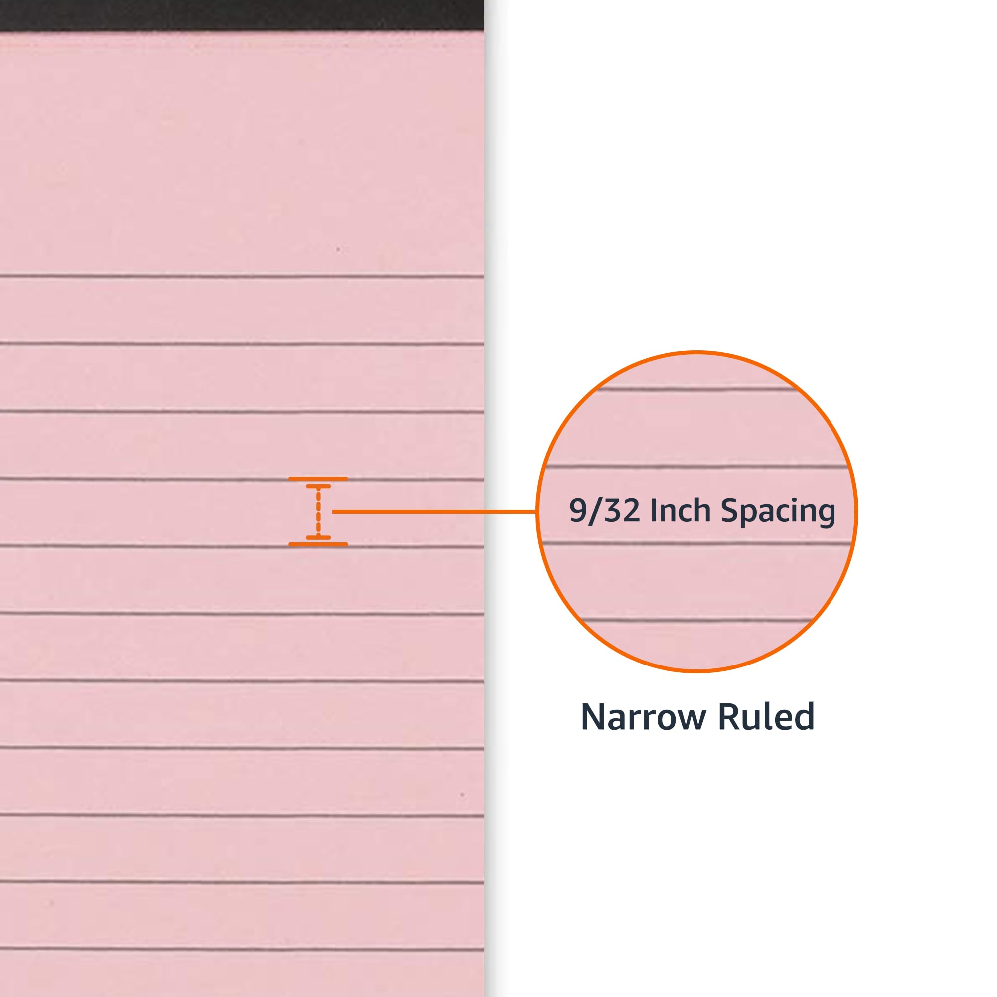 Amazon Basics Narrow Ruled Writing Pads, Perforated, 5" x 8", Multicolor, 6-Pack of 50 Sheets