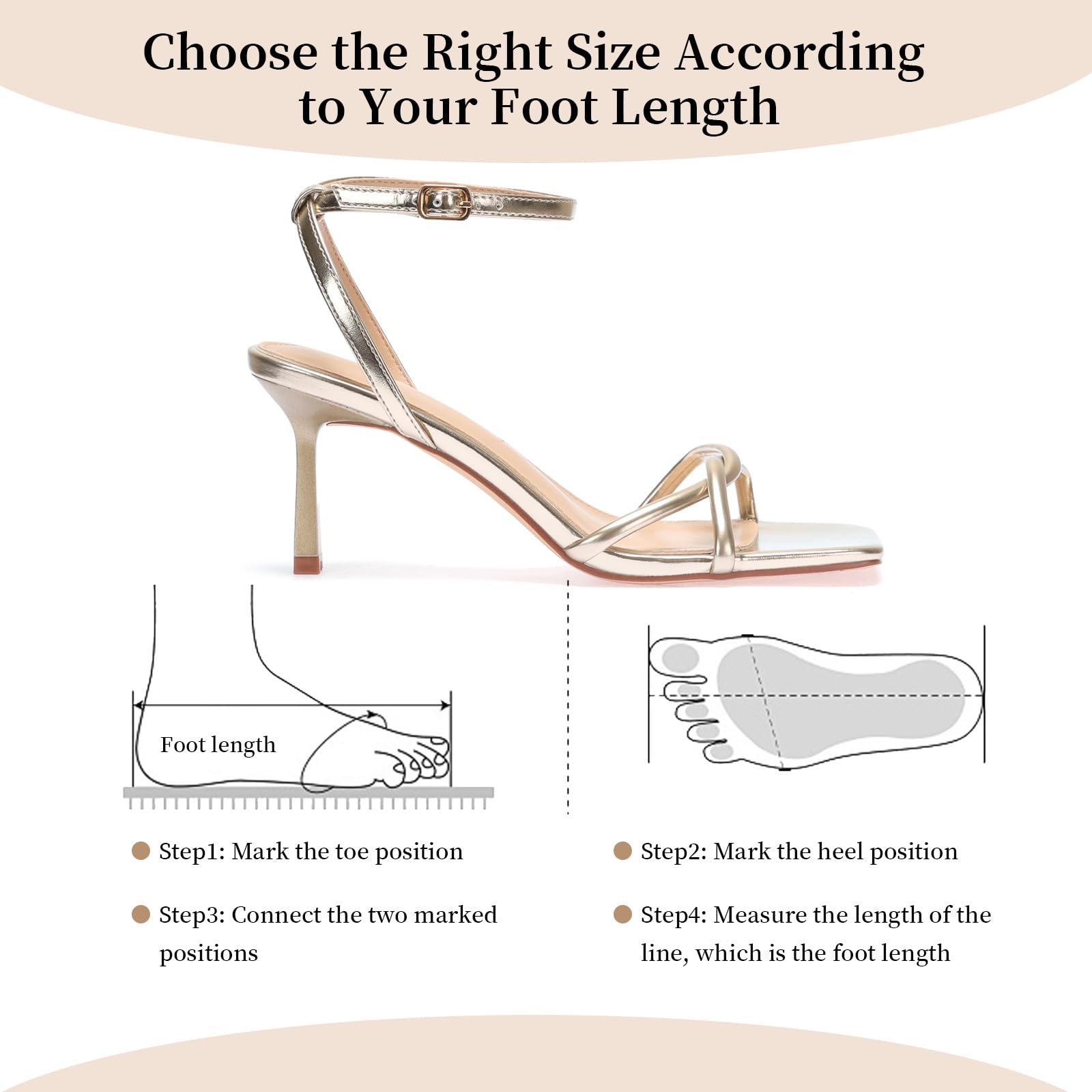 Oilyong Womens Sandals Strappy Kitten Heels for Women Square Open Toe Strappy Heels Comfortable Heels for Party, Wedding and Daily Wearing,Gold Szie 7