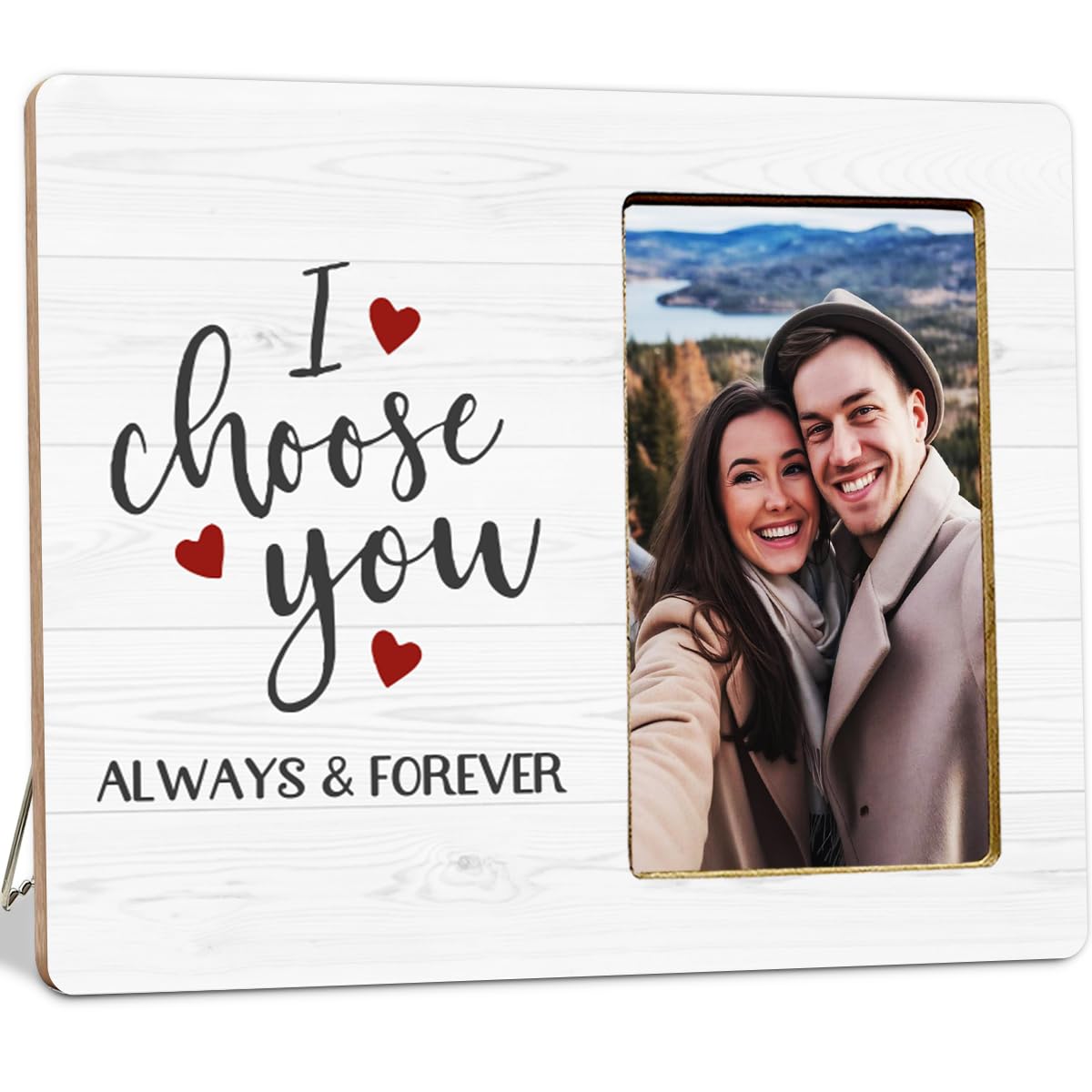 LUERHUI Couple Gifts Wooden Picture Frame for Engagement Girlfriend Boyfriend, I Choose You Picture Frame for Couple
