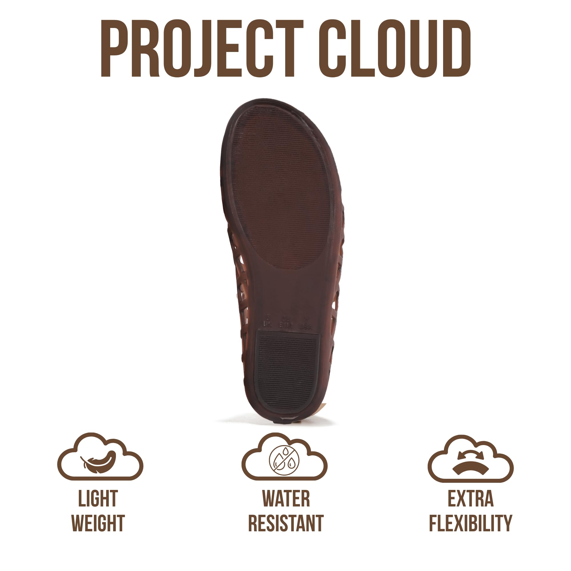 Project Cloud Jelly Shoes Women - Lightweight & Water-Resistant Women's Flats Sandals - Non Slip Womens Shoes - Perfect Summer Jelly Flats for Women 2026 (Jellz, BLACKTRANS,5.5M)