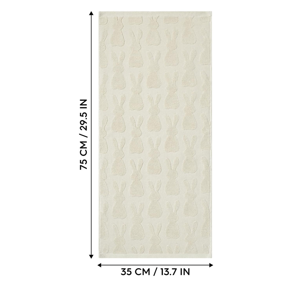 Artoid Mode 1 Pc Beige 3D Rabbit Jacquard Easter Hand Towels for Bathroom, 100% Cotton Soft Absorbent Bathroom Decor Towels, 13.7 x 29.5 Inch