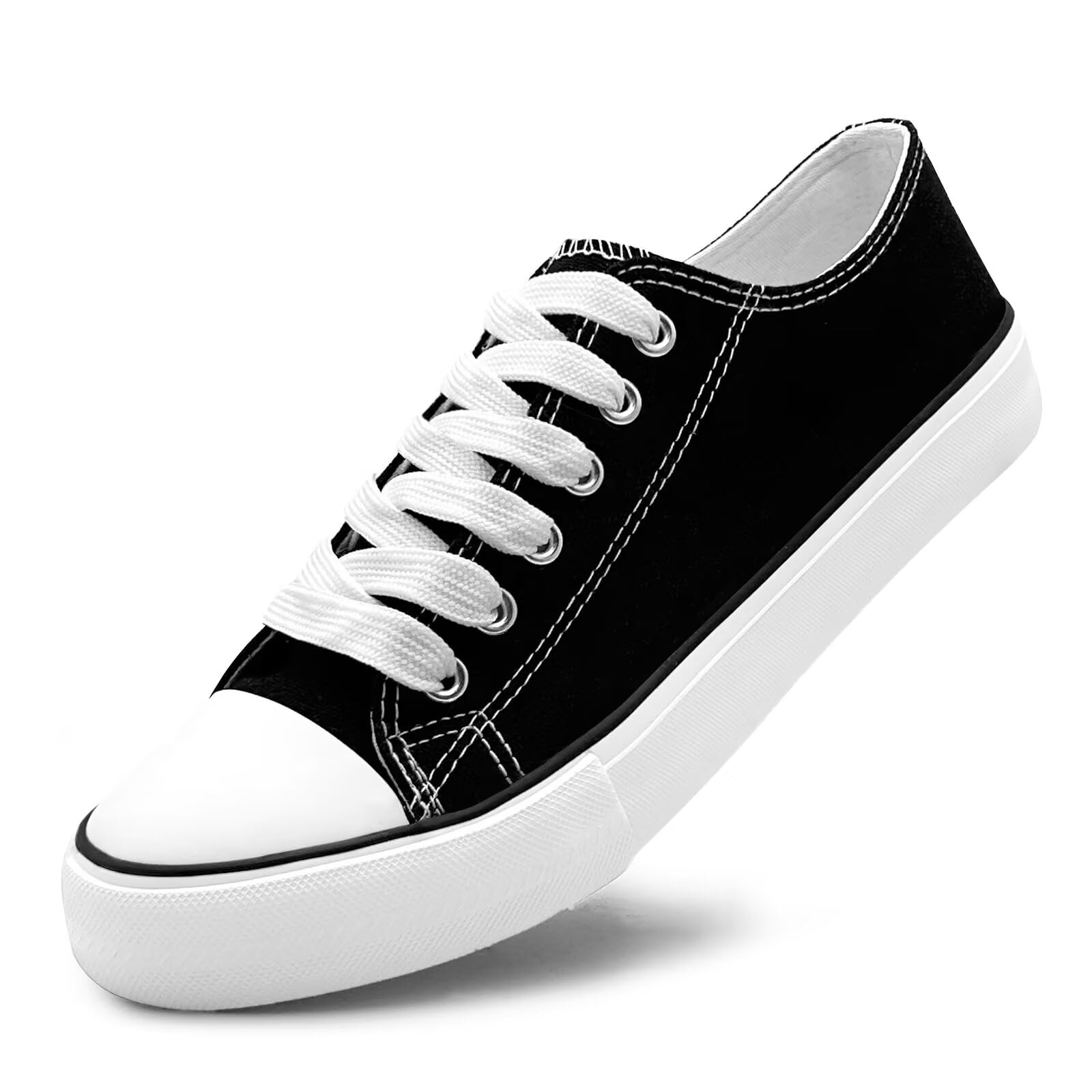 Unisex Low Top Lace Up Casual Canvas Shoes for Women and Men, Comfortable Lightweight Classic Fashion Sneakers Popular 2026, Zapatillas Casual De Lona De Moda para Hombre Y Mujer Black