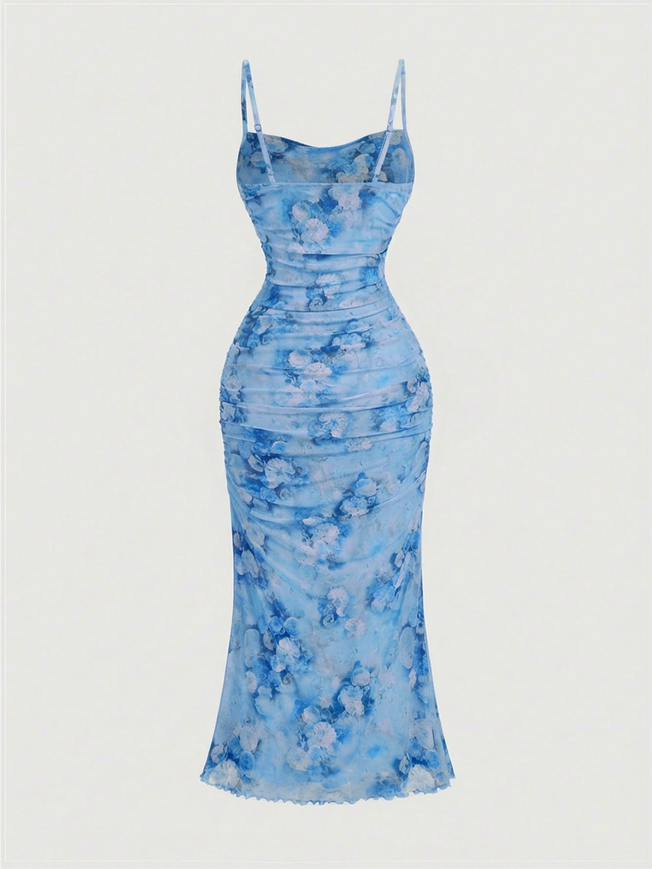 GORGLITTER Women's Floral Spring Summer Wedding Guest Dress Bridal Shower Cocktail Tea Party Beach Midi Sun Dress 2026 Blue Floral Print Small