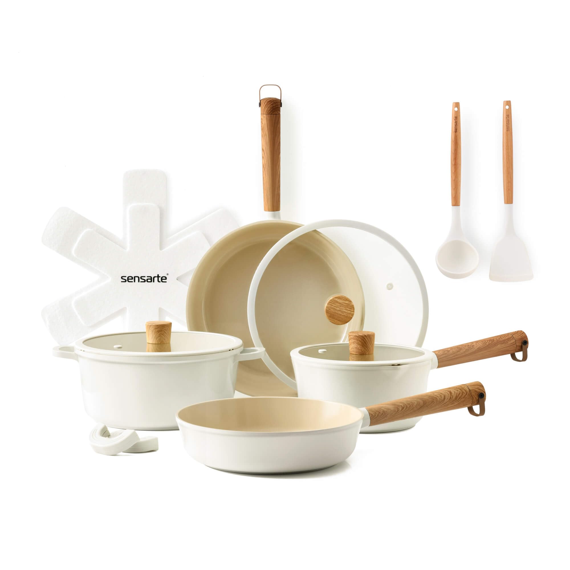 SENSARTE Ceramic Nonstick Cookware Set, Non-toxic Healthy Pots and Pans Set Ceramic Coated Kitchen Cooking Set, Free of Intentionally Added PFAS/PTFE, Dishwasher&Oven Safe Induction Compatible, 13pcs