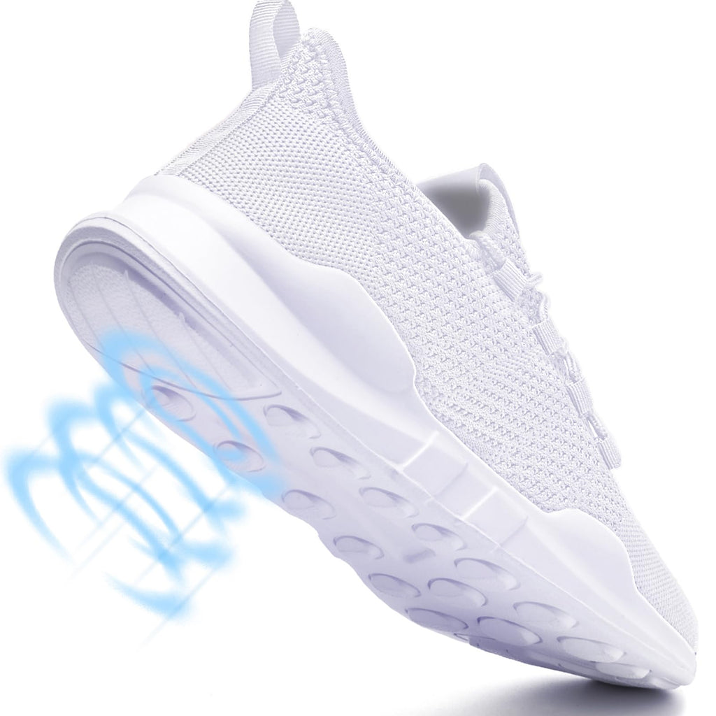 QIJGS Running Shoes for Men Tennis Athletic Gym Fashion WorkoutSneakers Mesh Lightweight Sports Casual Shoes-White-9.5