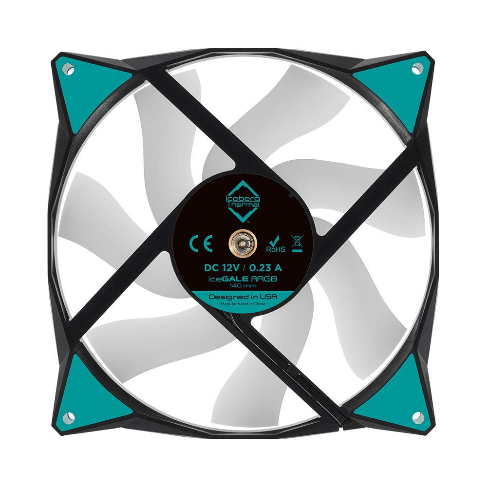Iceberg Thermal IceGALE Addressable RGB 140mm PWM Dual Ball Bearing ARGB Case Fan (Black)