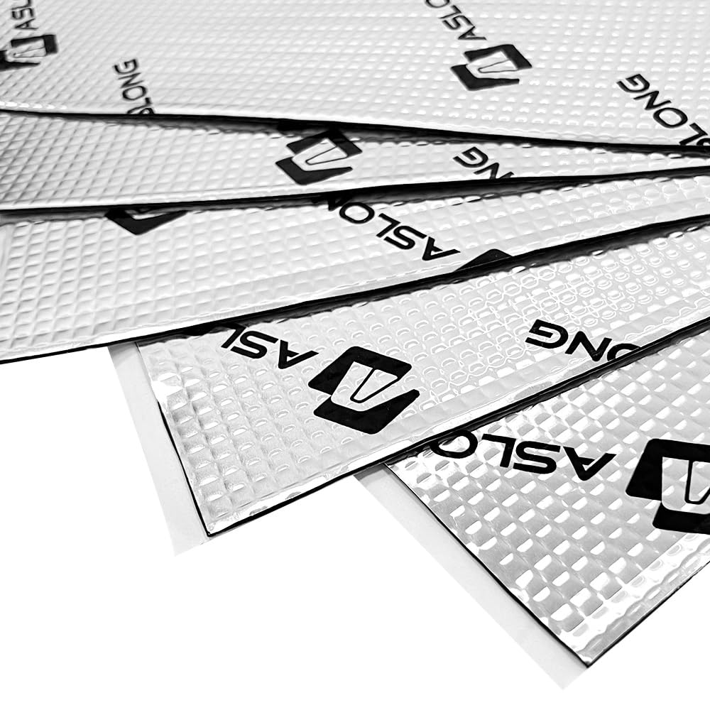 ASLONG 80 mil 26.9 sqft Car Sound Deadening Mat, Butyl Automotive Sound Deadener, Audio Noise Insulation and dampening Material, Silver