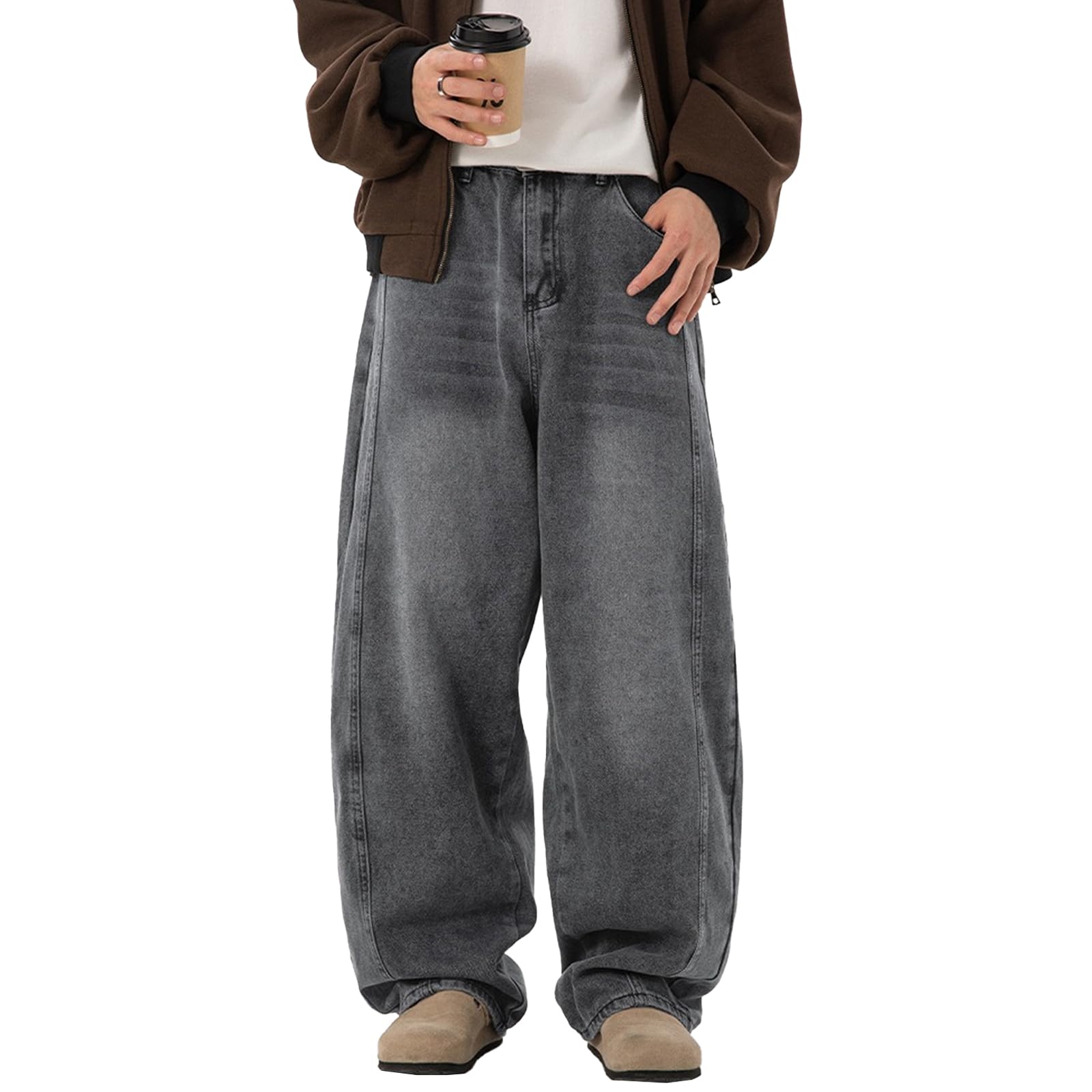 qcdyrxf Jeans for Men Baggy Y2k Wide Leg Jeans Loose Fit Denim Streetwear Hip Hop Jean