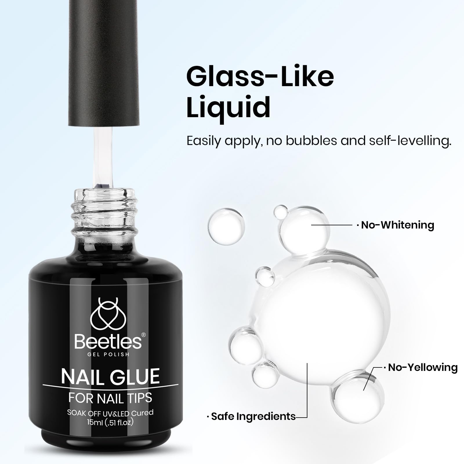 beetles Gel Polish 9 In 1 Gel Nail Glue for Clear Acrylic Nail Tips 2 Pcs 15ml Long Lasting Nail Gel Kit for False Nails Tips, Base Blooming Nail Gel, Spring Nail Art, U V Light Required