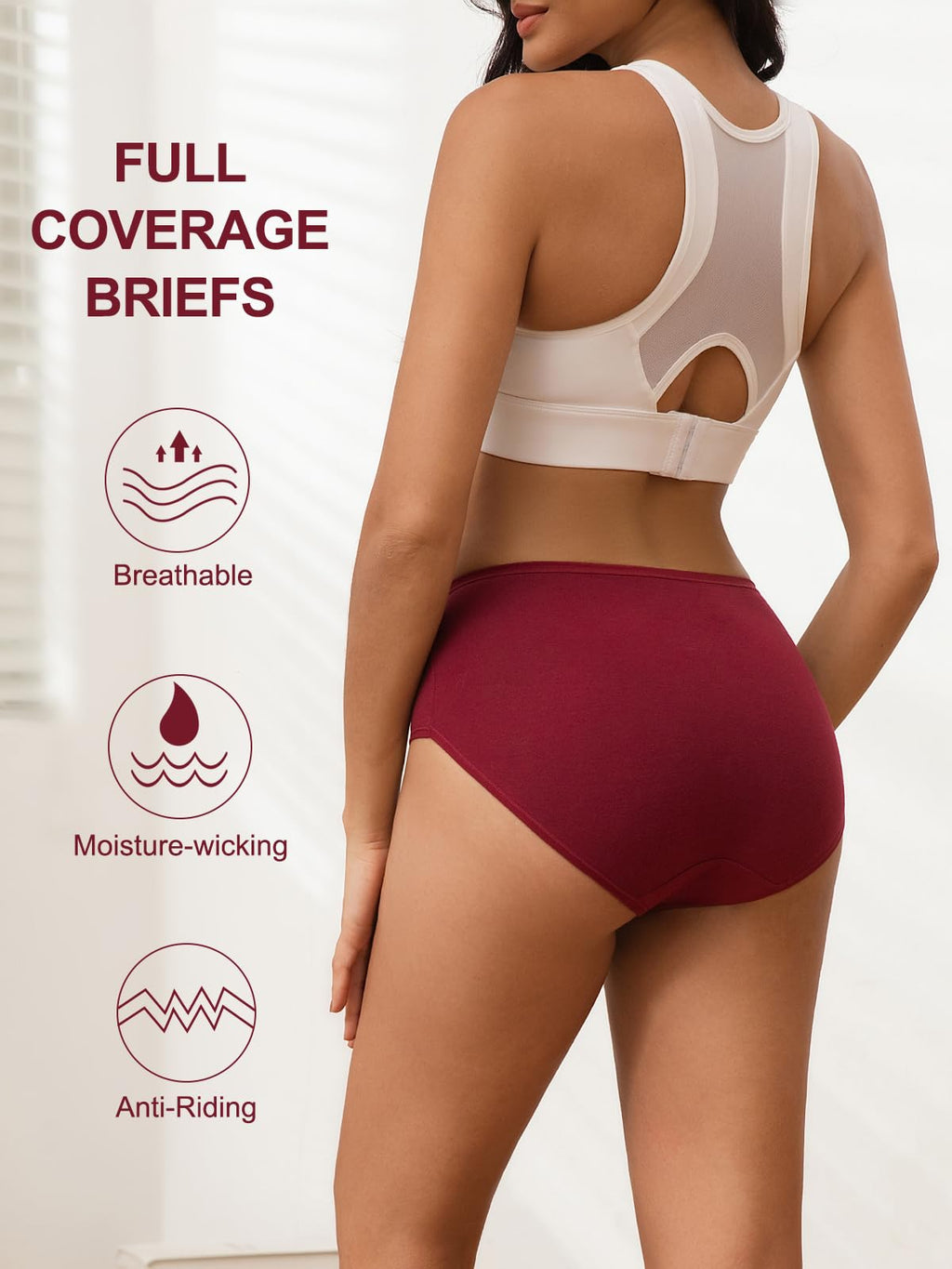 Vevmon Cotton Underwear for Women High Waisted Full Coverage Briefs Soft Ladies Panties 5 Pack(US, Alpha, X-Large, Regular, Regular, A-5 Pack 5 Colors)