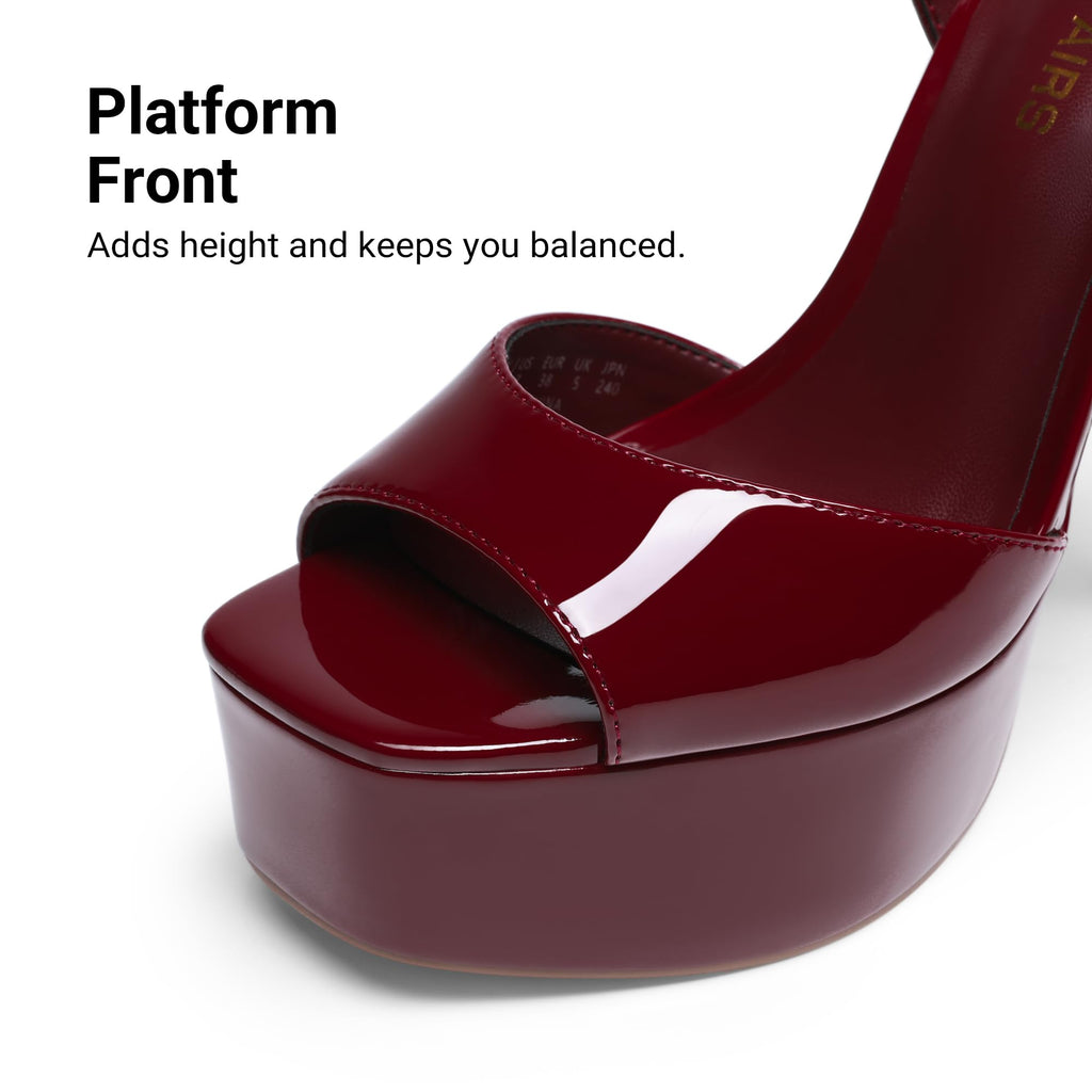 DREAM PAIRS Women’s High Platform Heels 5.75'' Stilettos Open Square Toe Heeled Sandals Ankle Strap Sexy Comfort Dress Shoes Wedding Bridal Pumps,Size 8.5,Burgundy,SDHS26014W