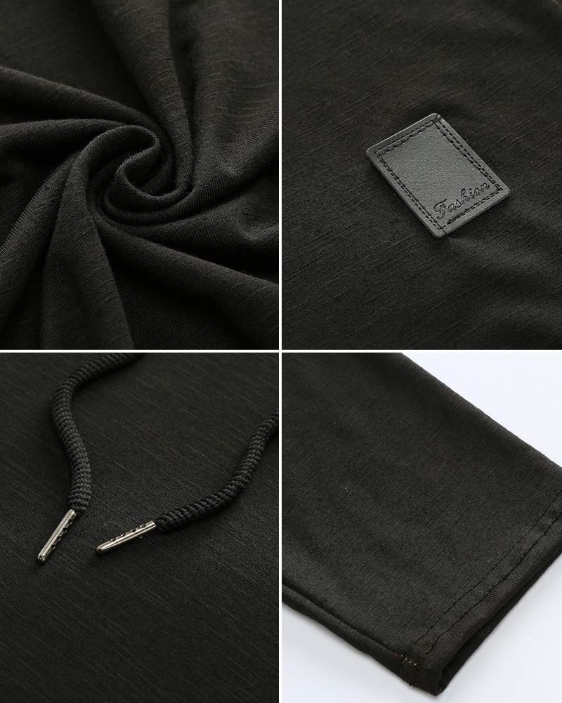 Lexiart Mens Fashion Athletic Hoodies Sport Sweatshirt Solid Color Fleece Pullover Black L