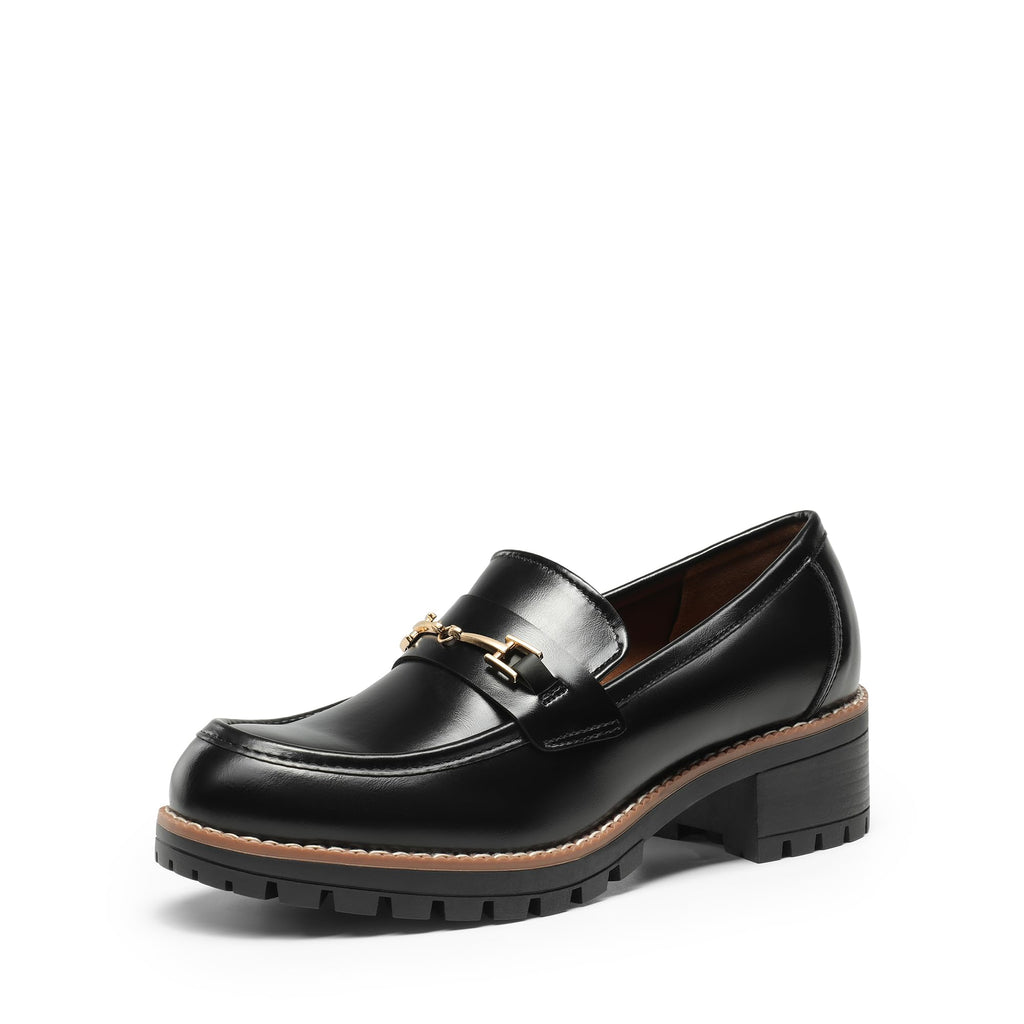 DREAM PAIRS Women's Chunky Loafers, Platform Comfortable Slip-On Dressy Business Casual Shoes,Size 9,Black-Pu,SDLS2410W