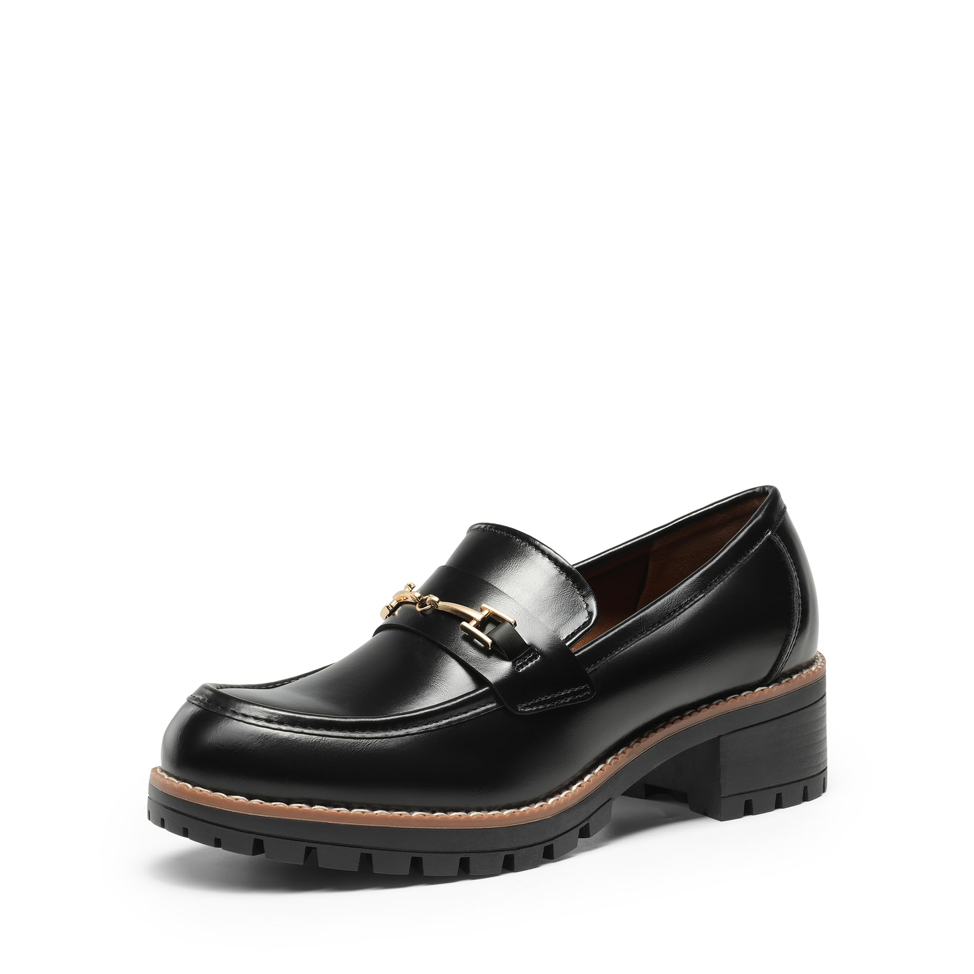 DREAM PAIRS Women's Chunky Loafers, Platform Comfortable Slip-On Dressy Business Casual Shoes,Size 9,Black-Pu,SDLS2410W