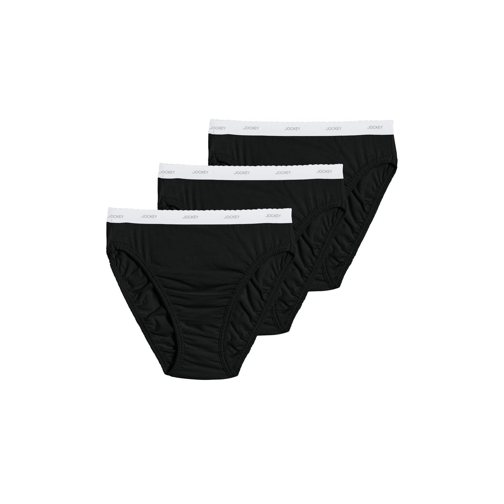 Jockey Women's Underwear Plus Size Classic French Cut - 3 Pack, Black, 9