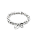 Uno de 50 HEART PADLOCK Stretch Bracelet, Sterling Silver-Plated