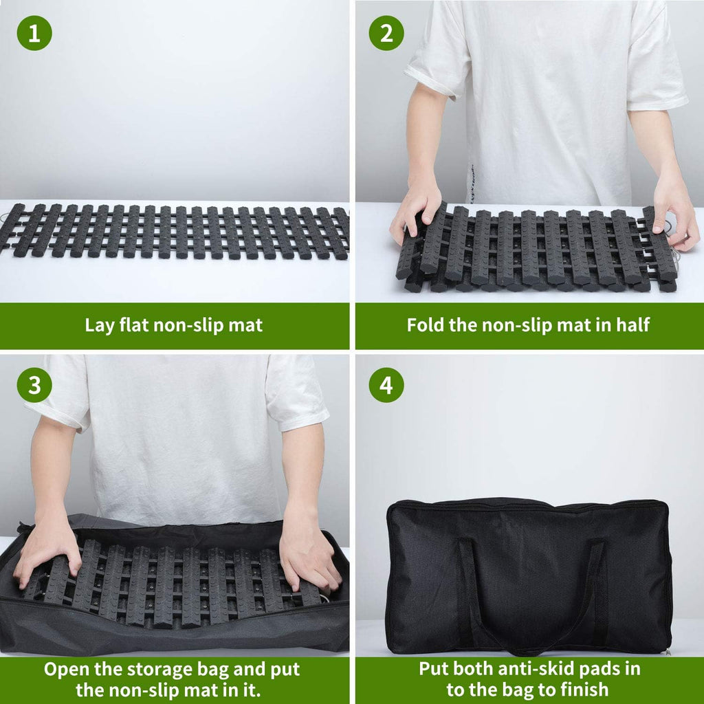 EVTIME Emergency Devices 2 pcs Tire Traction Mats 39.3" (L) x 10.8" (W), Portable for Snow, Ice, Mud, and Sand Used to Car, Truck, Van or Fleet Vehicle Off Road Winter Accessories (2PCS* 39in)