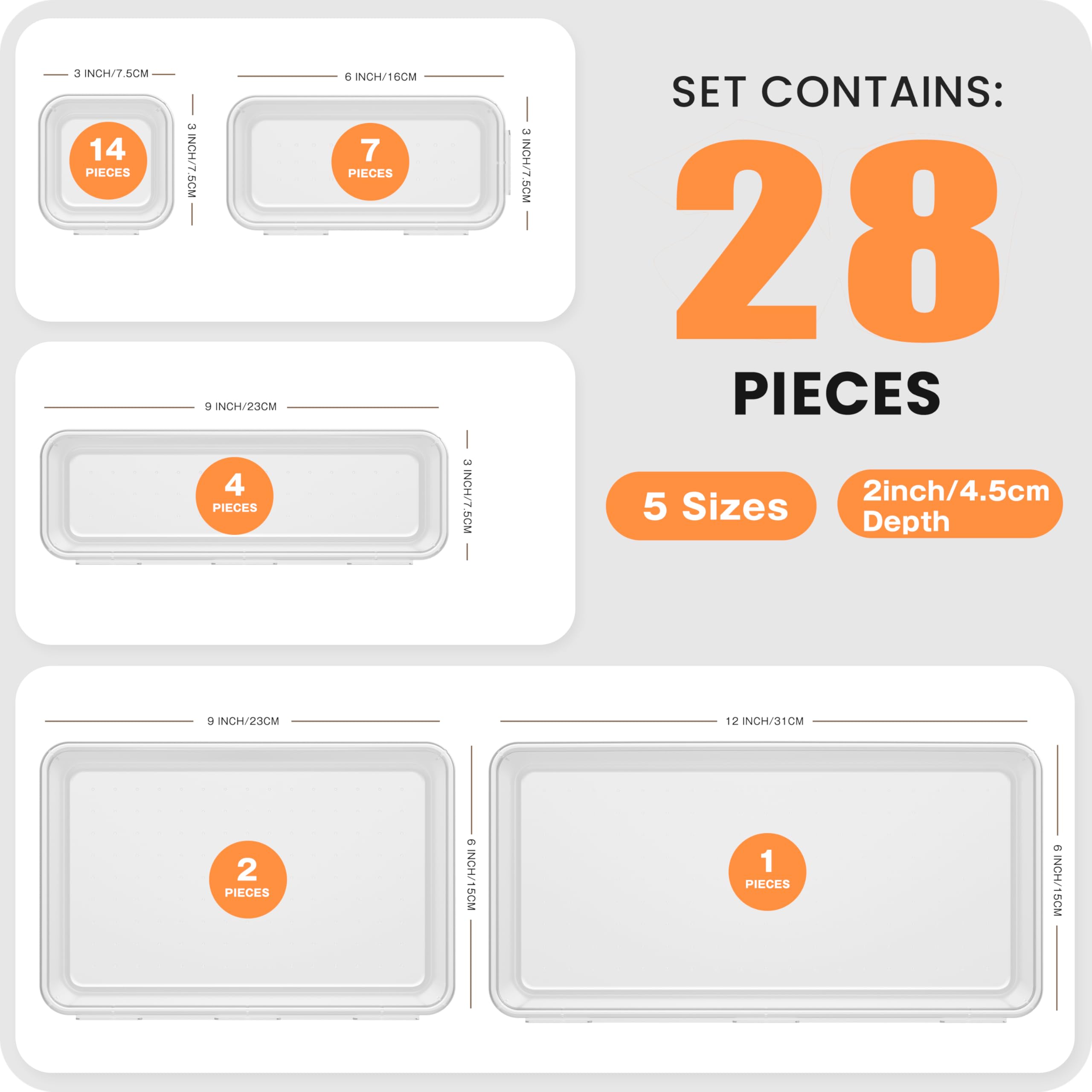 A-LuGei 【Military Grade】 Drawer Organizer, 【𝟱𝗦𝗶𝘇𝗲】 Makeup organizer, 【Holds 177 Items】 Bathroom Organizers and Storage, Organization and Storage, Desk Drawer Organizer for Bathroom Vanity