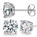 Moissanite Earrings for Women，Lab Greated Men Studs Sterling Silver Earring Plated 18k White Gold Hypoallergenic Jewelry (Silver, 2 CTW (1CT Each))