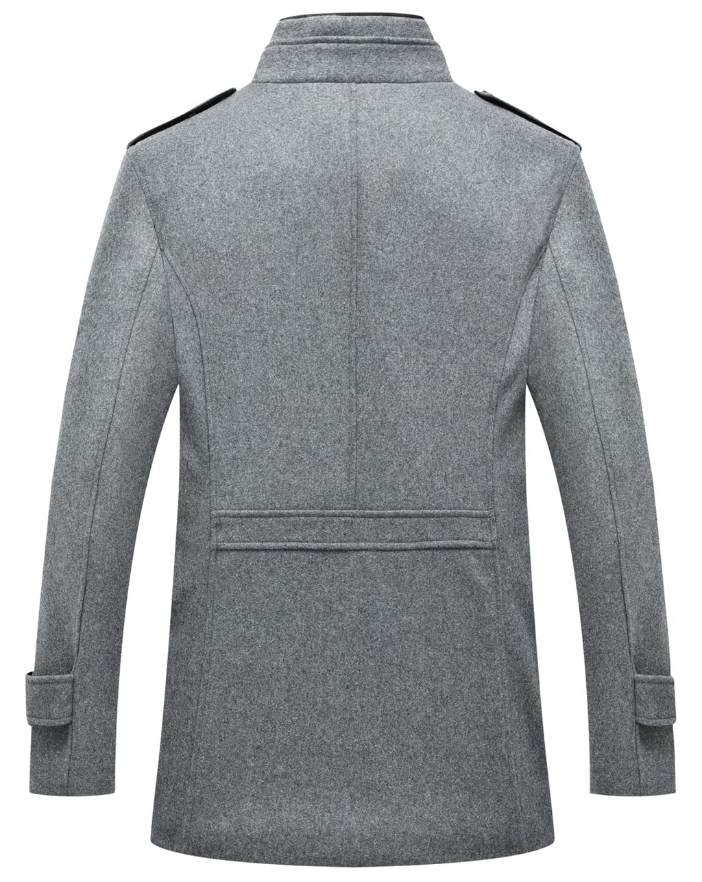 chouyatou Men's Winter Stylish Wool Blend Single Breasted Military Peacoat (Medium, Solid-Grey)