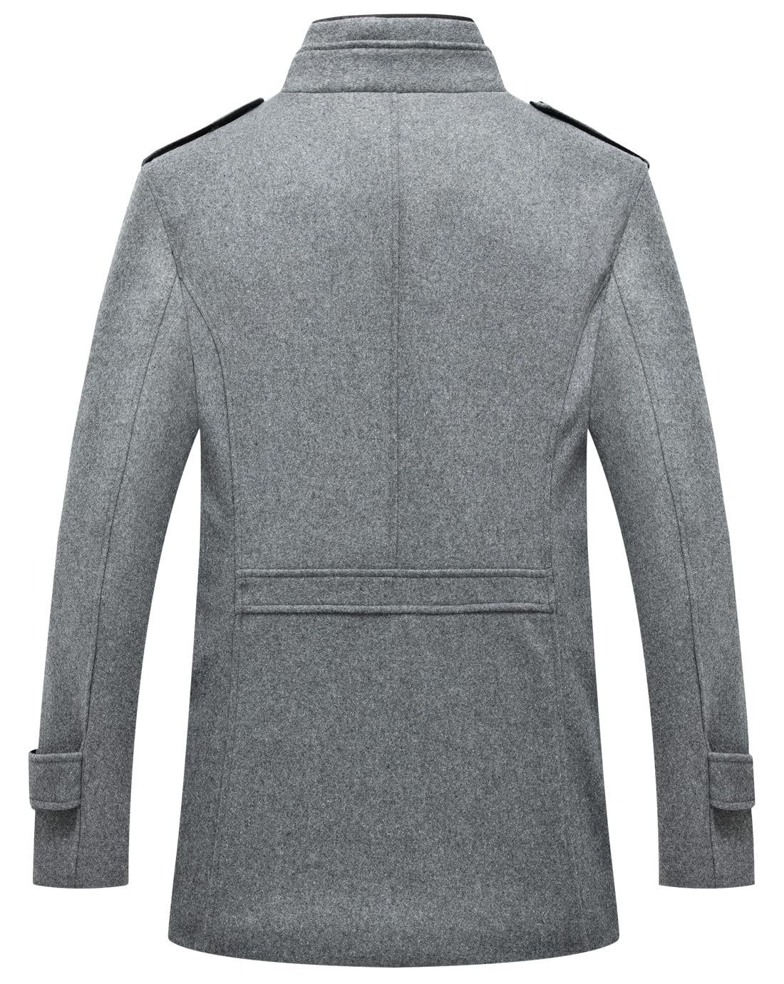 chouyatou Men's Winter Stylish Wool Blend Single Breasted Military Peacoat (Small, Solid-Grey)