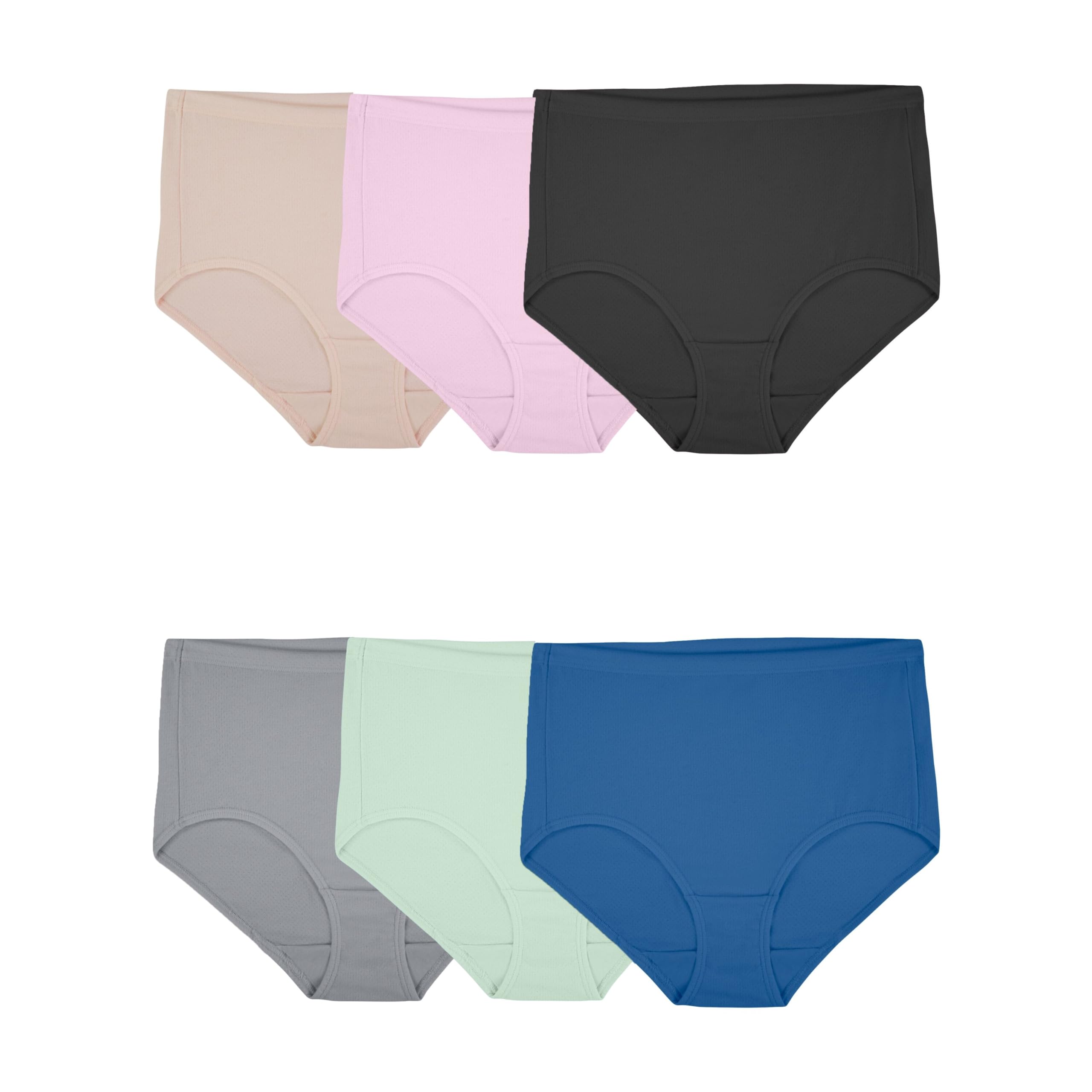 Fruit of the Loom womens Breathable Underwear, Regular, Brief - Cotton Mesh - 6 Pack Assorted Colors, 8 US
