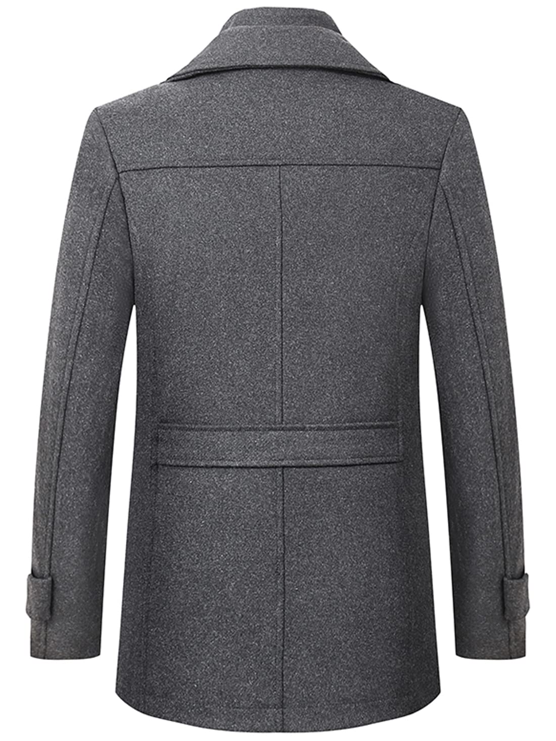 chouyatou Men's Winter Stylish Wool Blend Single Breasted Military Peacoat (Small, Dark Grey)