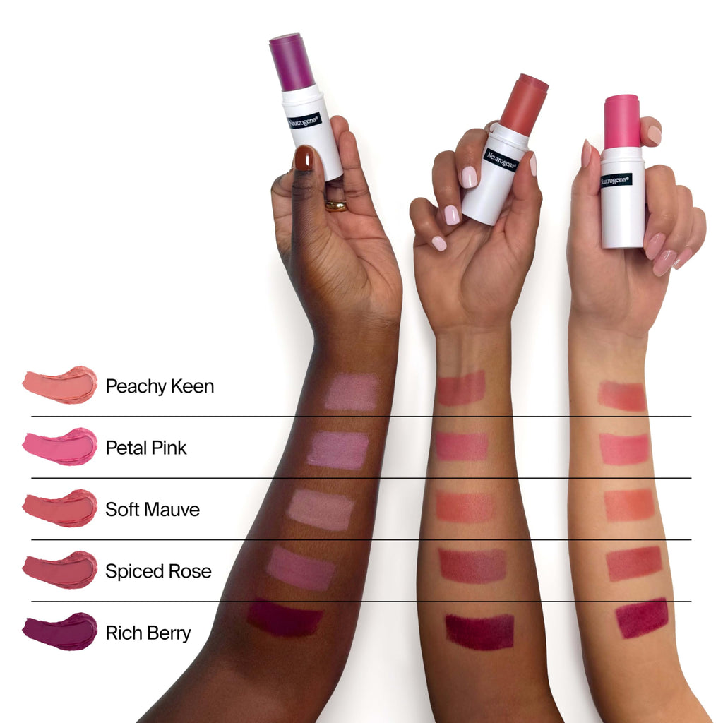 Neutrogena Healthy Glow Blush Stick, Easy to Use Lightweight Makeup, Ultra Creamy Cheek Color with Mango Butter Leaves Skin with a Natural Looking Colo, Petal Pink, 0.3 oz