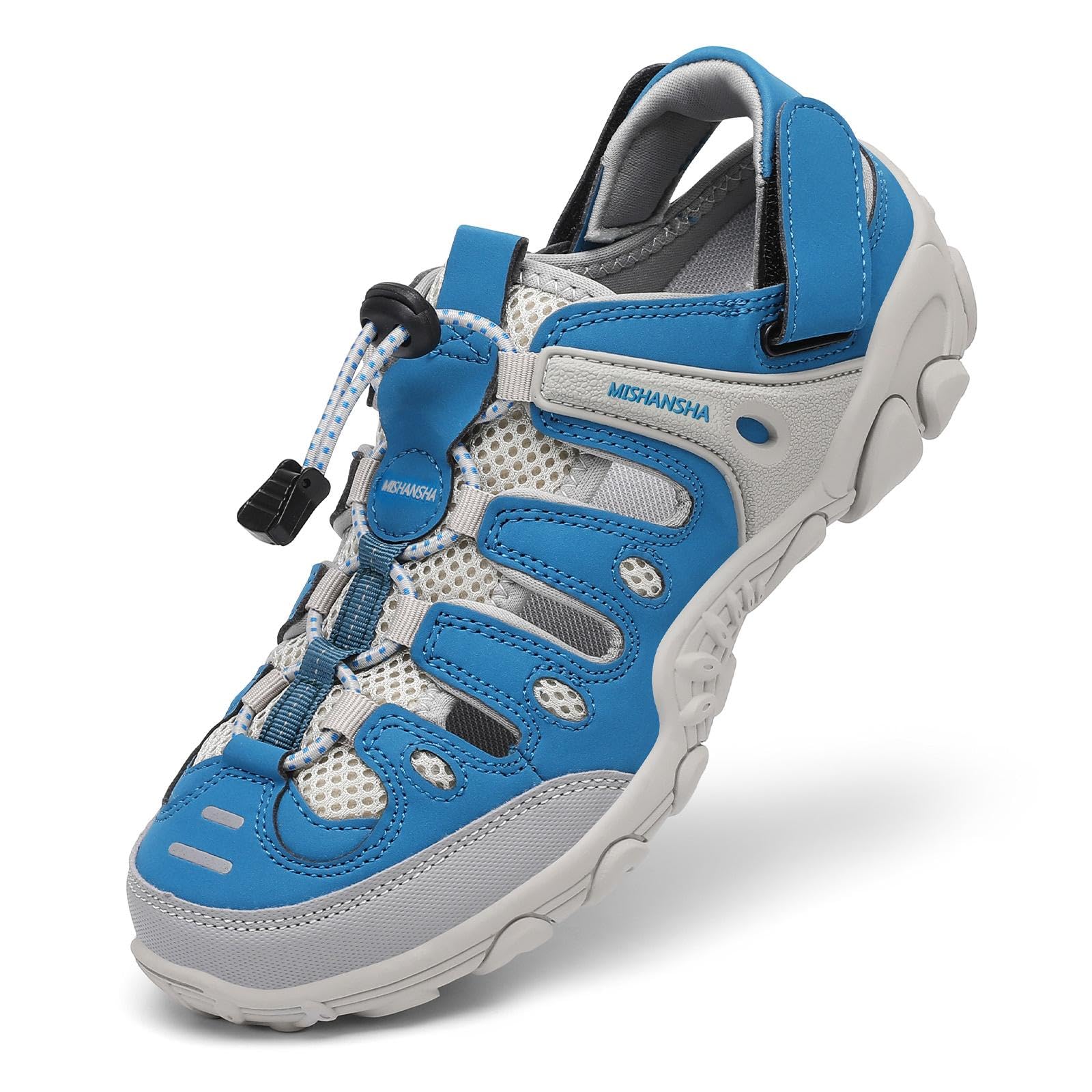 Mishansha Men's Women's Hiking Sandals, Closed Toe Outdoor Water Sandals with Adjustable Strap, Non Slip Sport Sandal for Trail Beach Travel Size 8.5 Women/6.5 Men Blue
