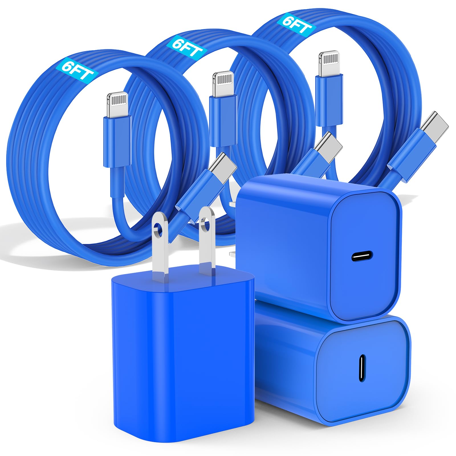 Fast Charger for iPhone Charger Fast Charging 6ft Lightning Cable,for iPhone 14 13 12 Pro Max Charger Fast Charging with 20W USB C Charger Block,Type C to Lightning Cord for iPhone 11 Pro Max/XS-Blue