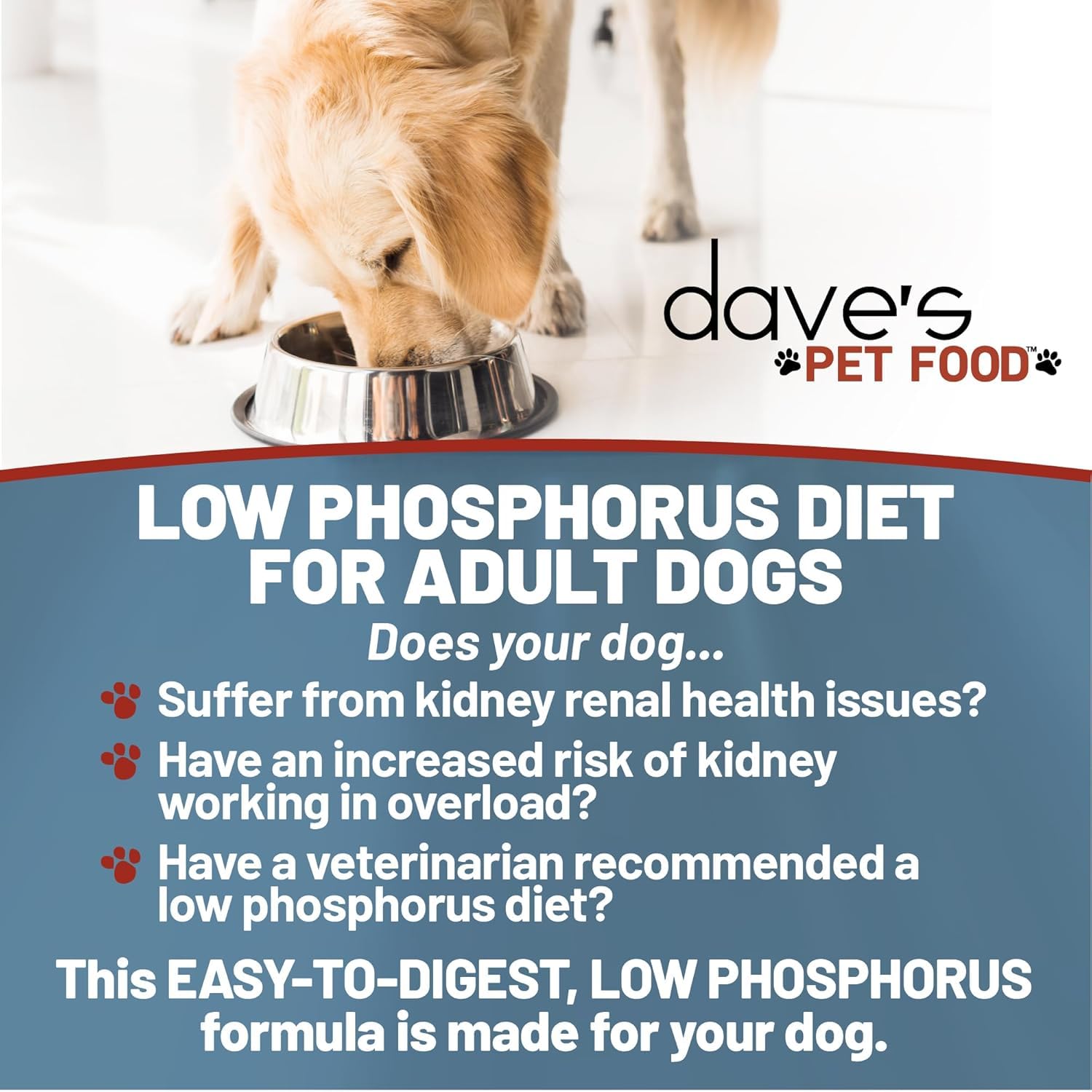 Dave’s Pet Food Kidney Support for Dogs with Renal Support (Chicken Formula Crumble) Non-Prescription Low Phosphorus Restricted Diet Dog Food, Added Vitamins Minerals & Taurine, Vet Formulated (13 oz)