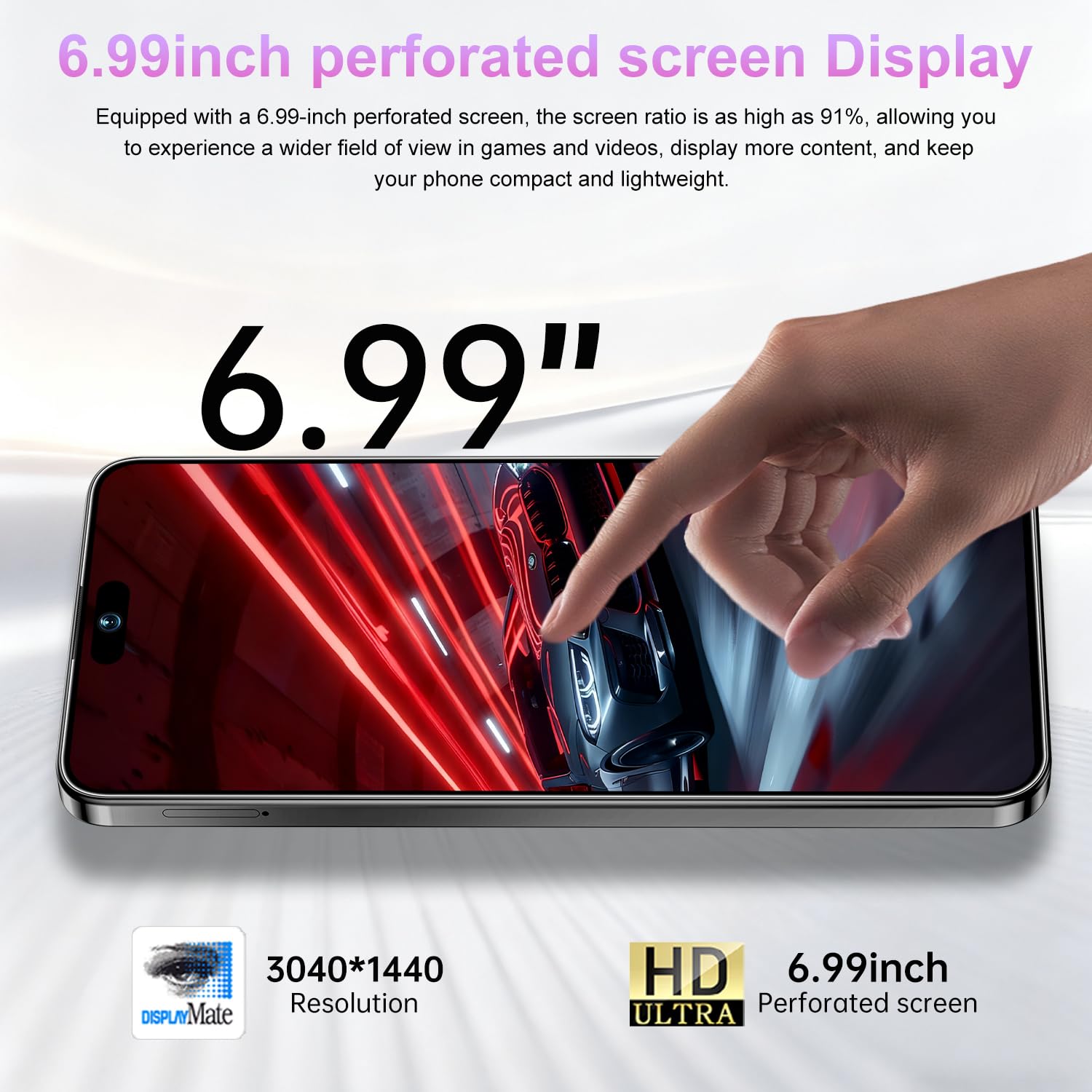 ONPTJ 17PM Unlocked Smartphone 6.9" HD Screen 12+512GB Smartphone with 128G Memory Card New System 7000mAh Long Battery Dual SIM/Fingerprint Lock/GPS/Face ID (Dark Blue)
