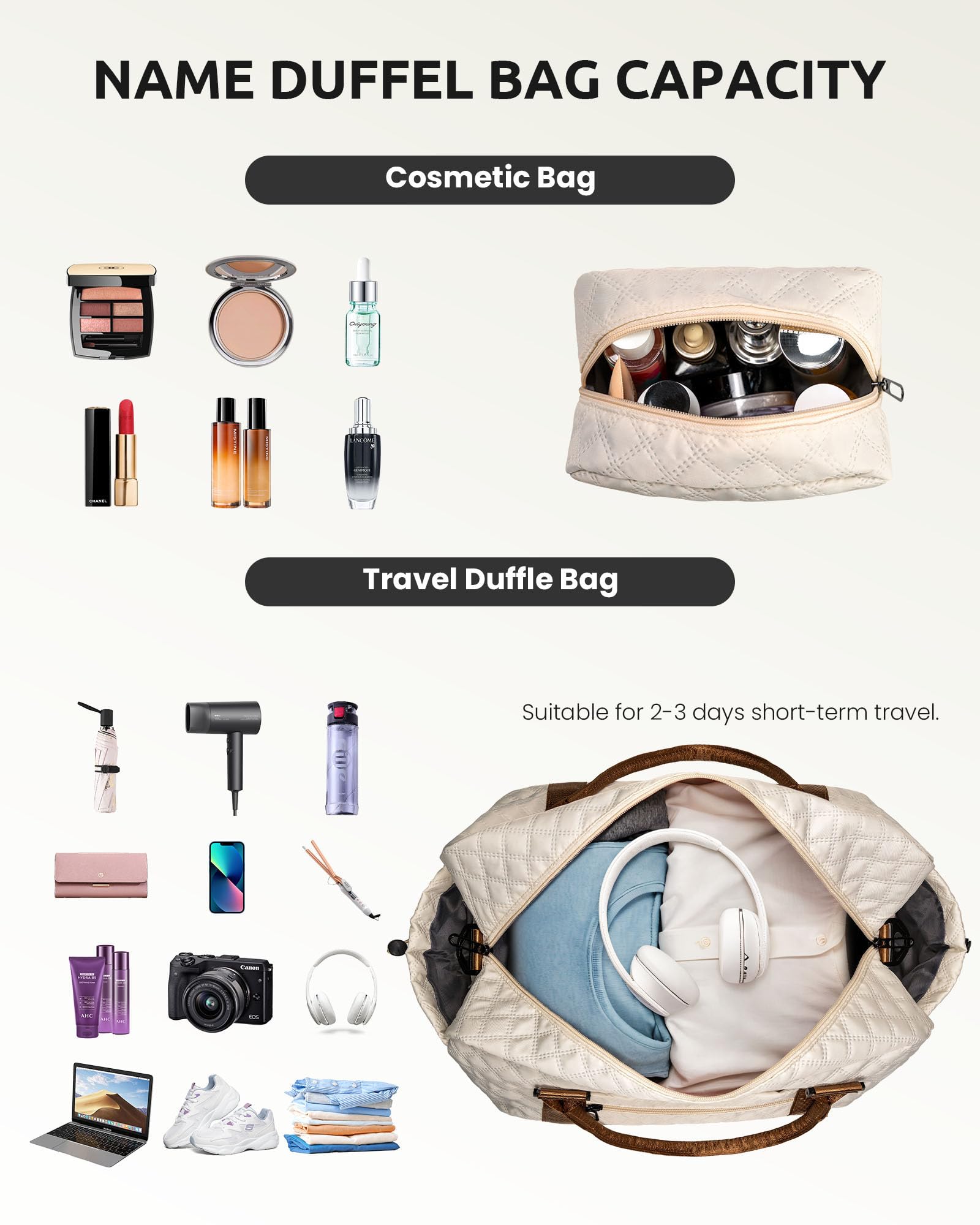 Vogewood Birthday Gift for Women-Duffle Bag with Shoe Compartment, Personalized Gift-Weekender Bag for Women，Overnight Bag with Wet Pocket,Girls Travel Bag with Makeup Bag Gifts for Grandma (Letter K)