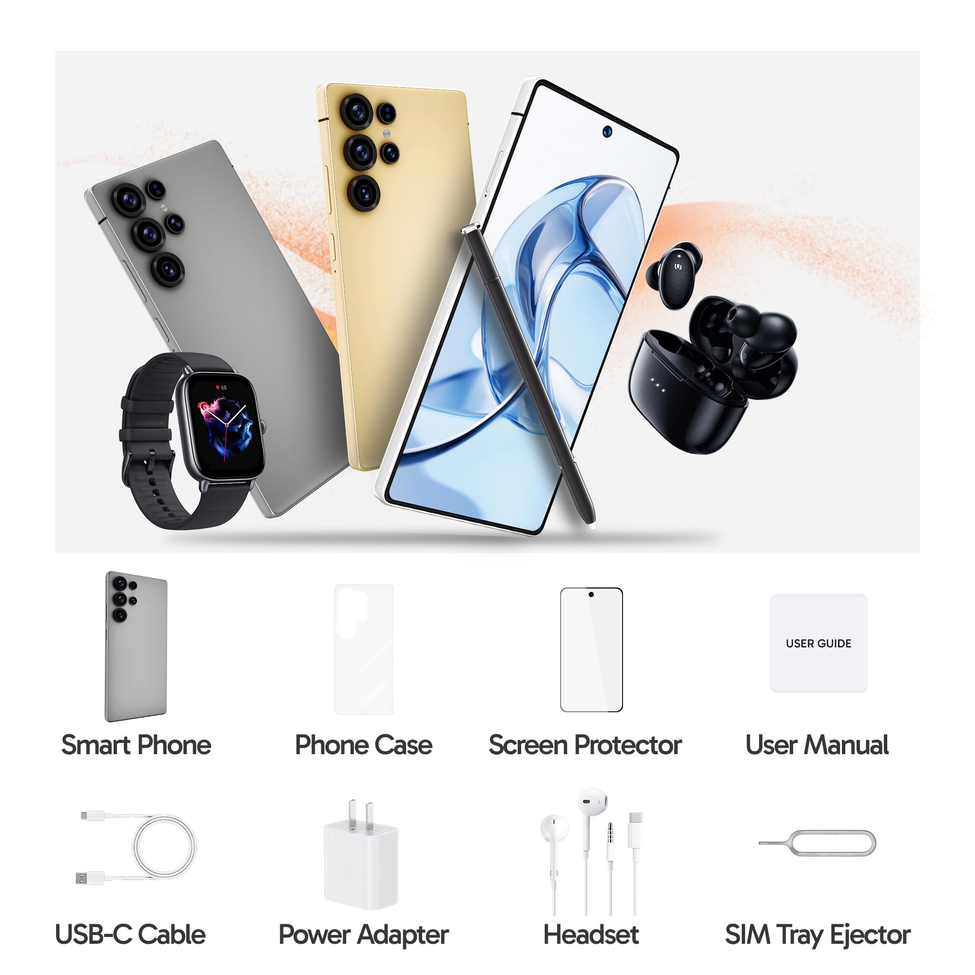 I25 Ultra Unlocked Cell Phone Built in Pen Smartphone 6.99" HD Screen Unlocked Phones, Android 14 Phone, 8G RAM+256GB, 48MP Camera, Battery 7000mAh, Dual SIM/Fingerprint Lock/Face ID/AI App(Sliver)