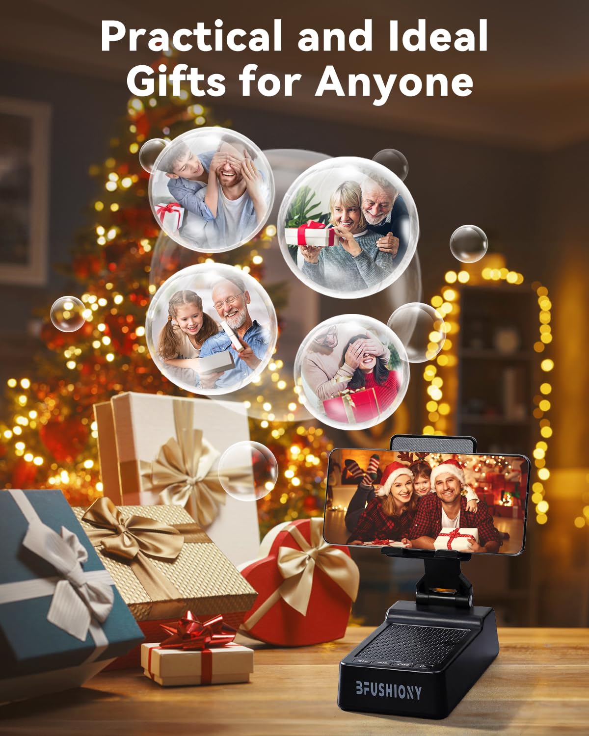 Father's Day Gifts for Dad, Birthday Gifts for Men Women, Cell Phone Stand with Bluetooth Speaker with 5000mAh Charger, HD Surround Sound for Desk