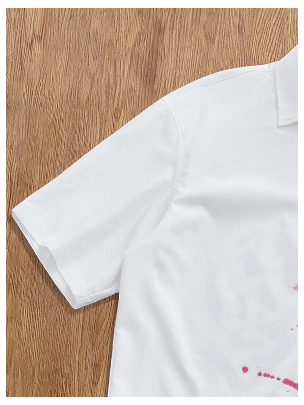 VIPWOLF Men's Oversized Cropped Shirts Button Down Short Sleeve Baggy Floral Beach Summer Shirt Crop Tops White Small